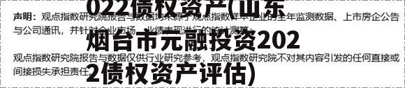 山东烟台市元融投资2022债权资产(山东烟台市元融投资2022债权资产评估)