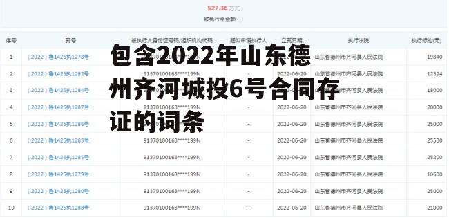 包含2022年山东德州齐河城投6号合同存证的词条