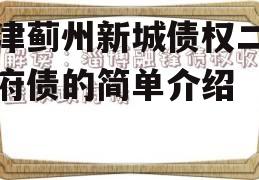 天津蓟州新城债权二号政府债的简单介绍