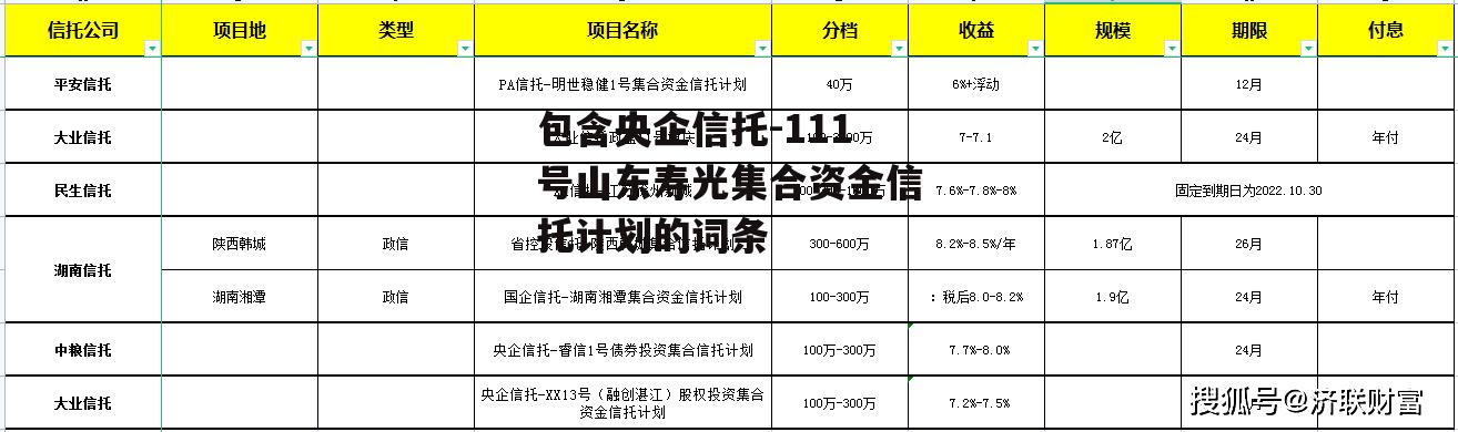 包含央企信托-111号山东寿光集合资金信托计划的词条