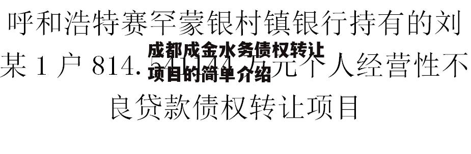 成都成金水务债权转让项目的简单介绍