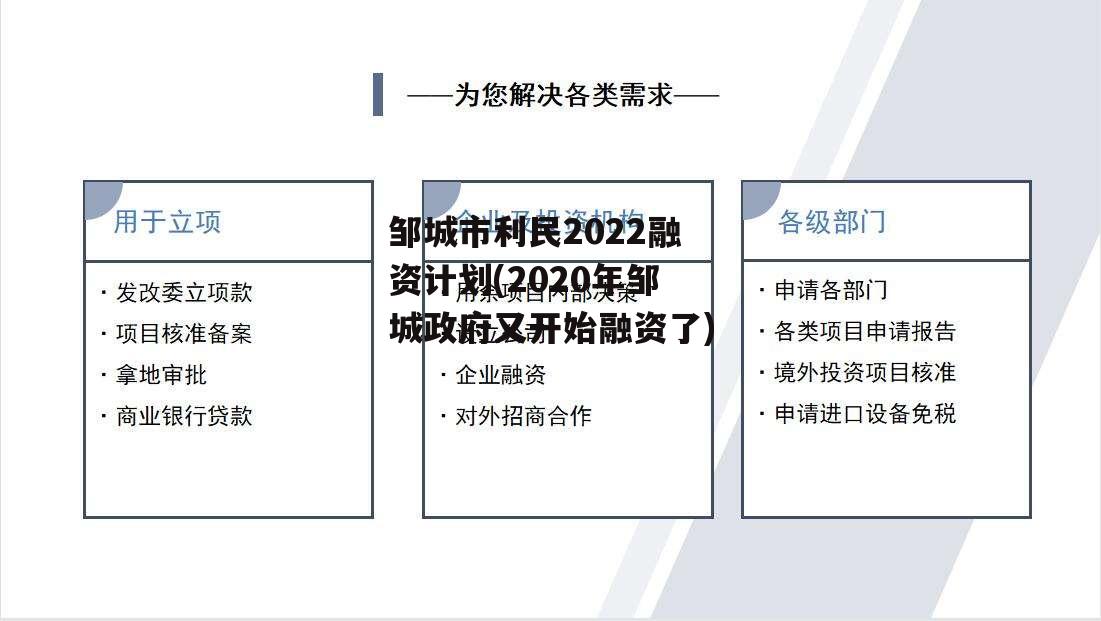 邹城市利民2022融资计划(2020年邹城政府又开始融资了)