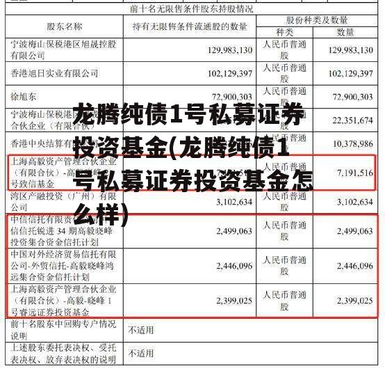 龙腾纯债1号私募证券投资基金(龙腾纯债1号私募证券投资基金怎么样)