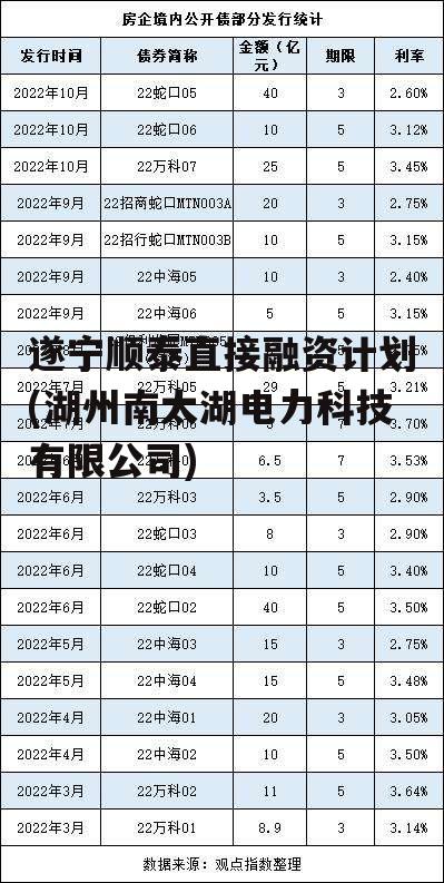 遂宁顺泰直接融资计划(湖州南太湖电力科技有限公司)