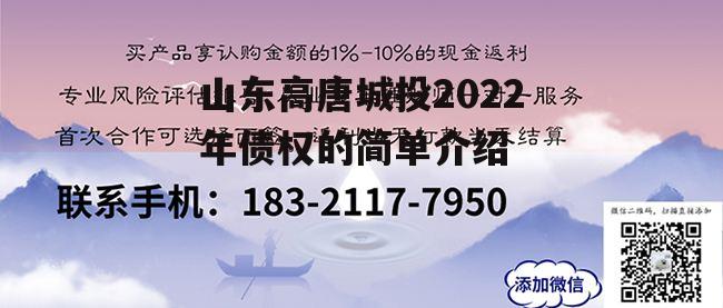 山东高唐城投2022年债权的简单介绍