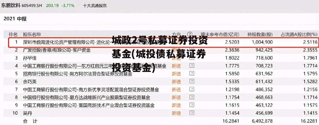 城政2号私募证券投资基金(城投债私募证券投资基金)