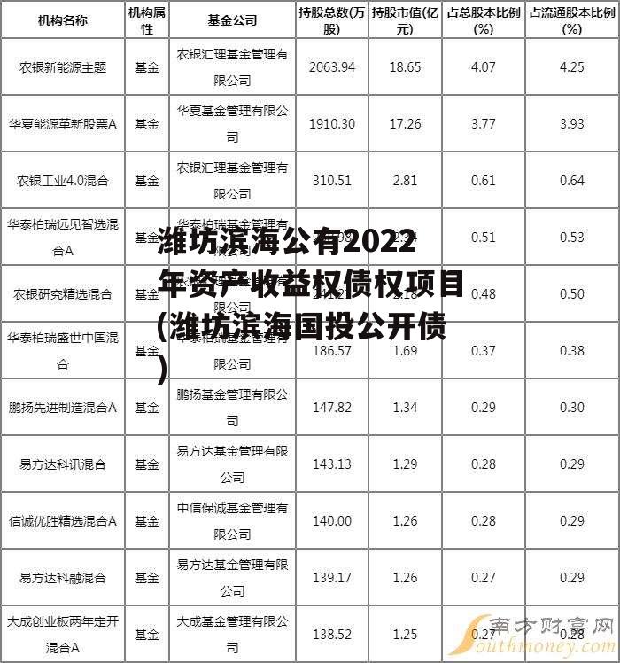 潍坊滨海公有2022年资产收益权债权项目(潍坊滨海国投公开债)