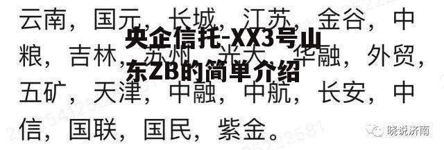 央企信托-XX3号山东ZB的简单介绍