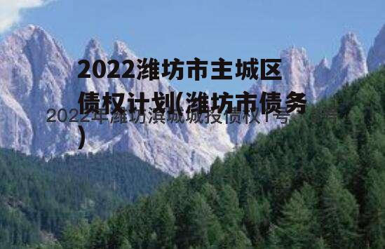 2022潍坊市主城区债权计划(潍坊市债务)