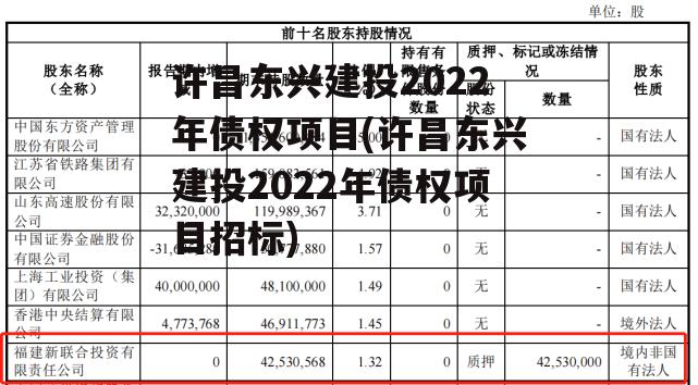 许昌东兴建投2022年债权项目(许昌东兴建投2022年债权项目招标)