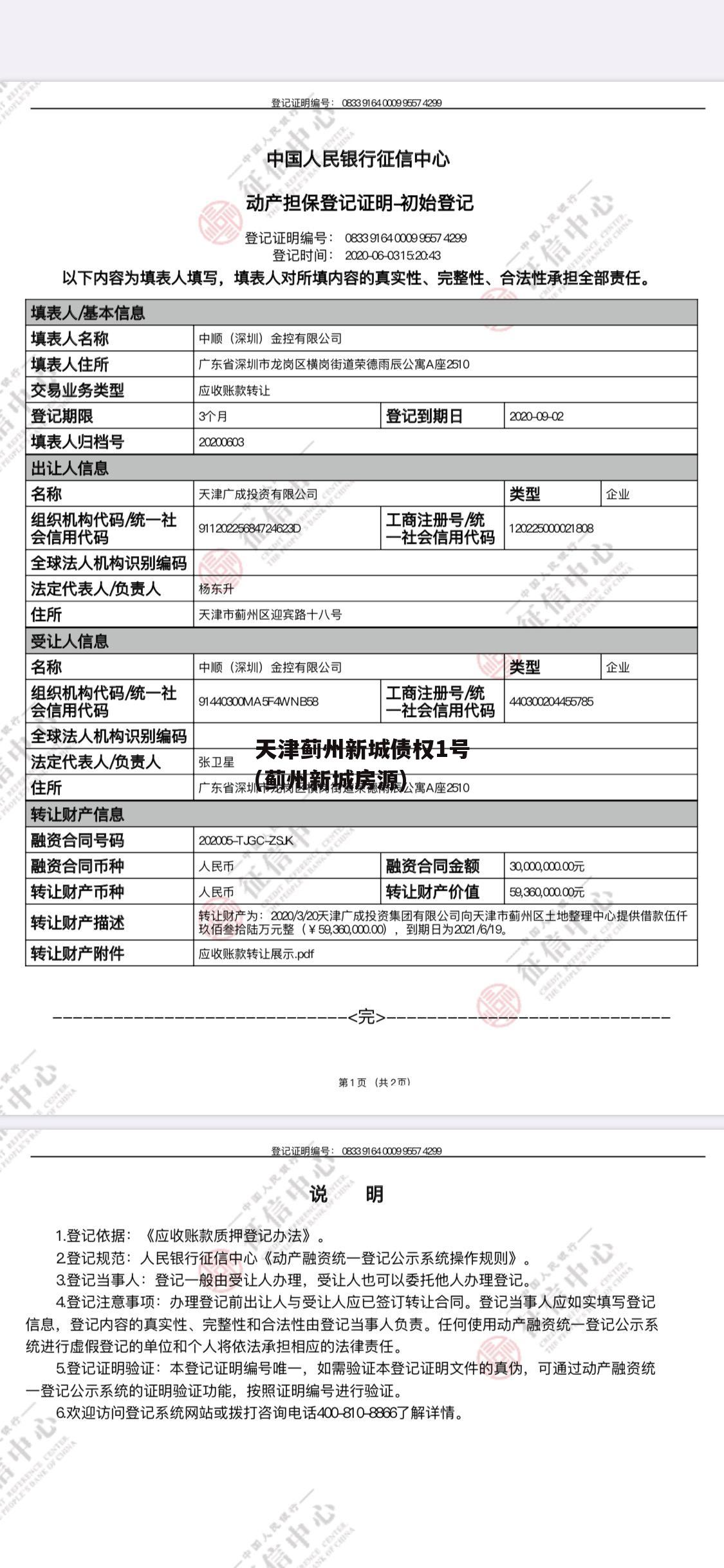 天津蓟州新城债权1号(蓟州新城房源)