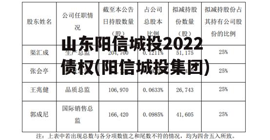 山东阳信城投2022债权(阳信城投集团)