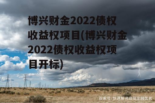 博兴财金2022债权收益权项目(博兴财金2022债权收益权项目开标)