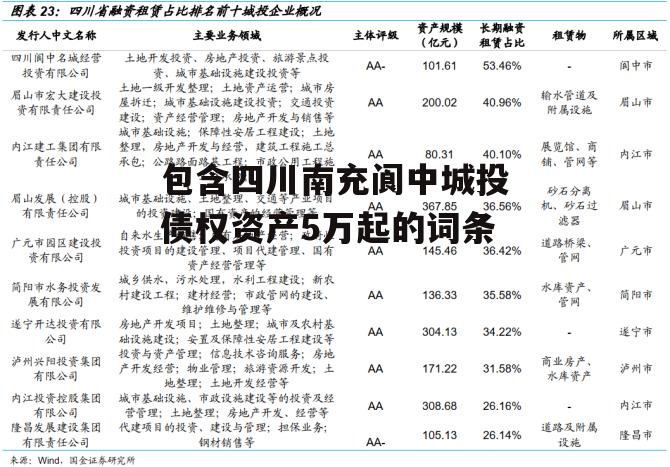 包含四川南充阆中城投债权资产5万起的词条