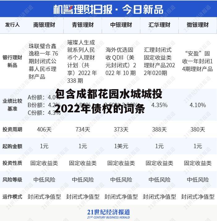 包含成都花园水城城投2022年债权的词条