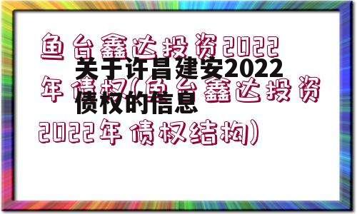 关于许昌建安2022债权的信息