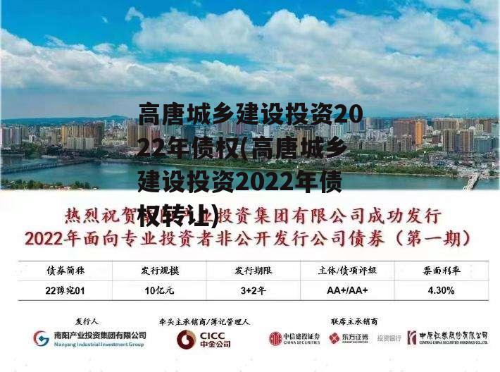 高唐城乡建设投资2022年债权(高唐城乡建设投资2022年债权转让)