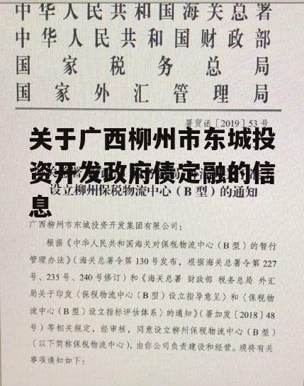 关于广西柳州市东城投资开发政府债定融的信息