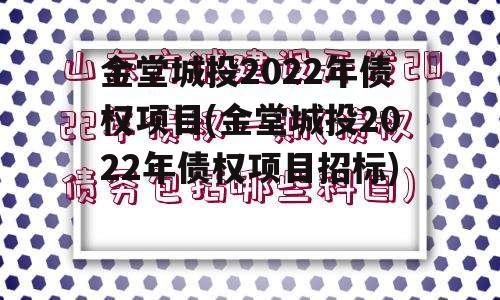 金堂城投2022年债权项目(金堂城投2022年债权项目招标)