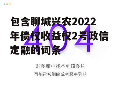 包含聊城兴农2022年债权收益权2号政信定融的词条