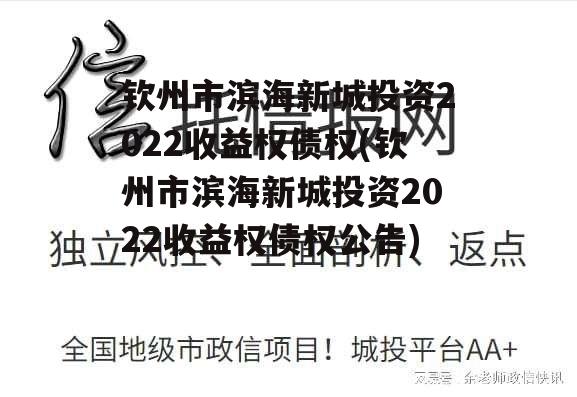 钦州市滨海新城投资2022收益权债权(钦州市滨海新城投资2022收益权债权公告)