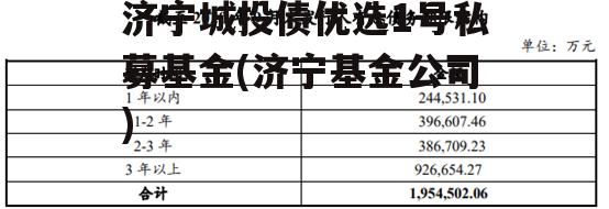 济宁城投债优选1号私募基金(济宁基金公司)