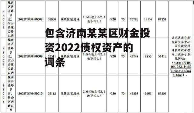 包含济南某某区财金投资2022债权资产的词条