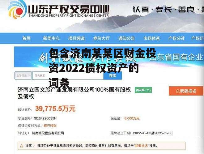 包含济南某某区财金投资2022债权资产的词条