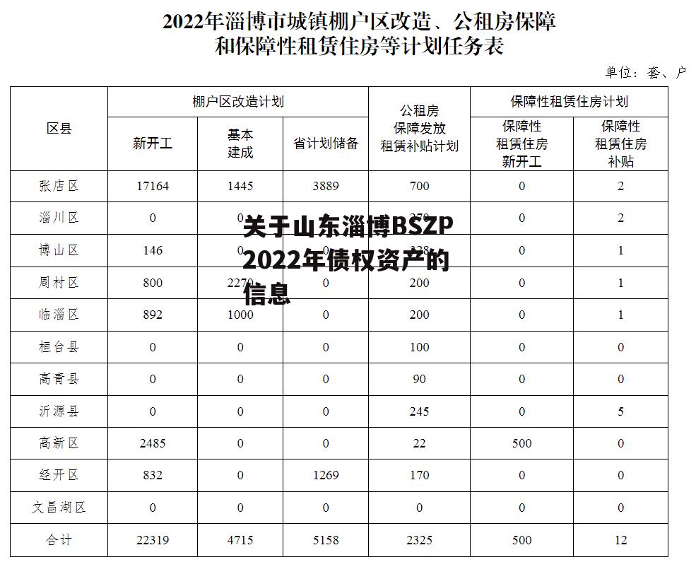 关于山东淄博BSZP2022年债权资产的信息