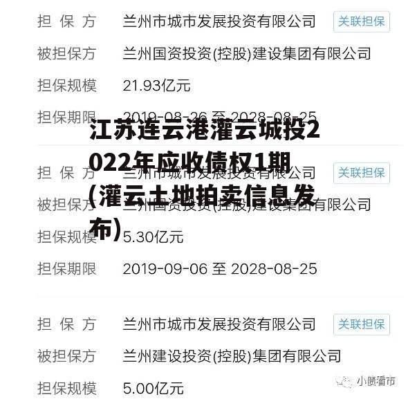 江苏连云港灌云城投2022年应收债权1期(灌云土地拍卖信息发布)