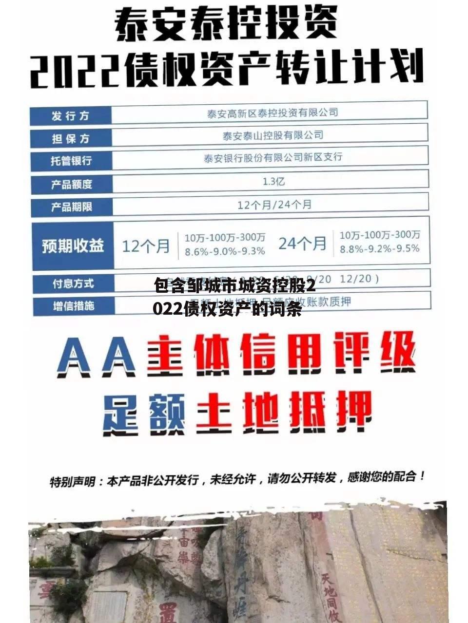 包含邹城市城资控股2022债权资产的词条