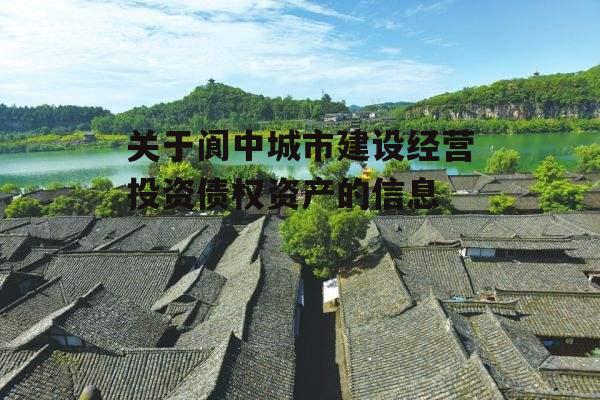 关于阆中城市建设经营投资债权资产的信息