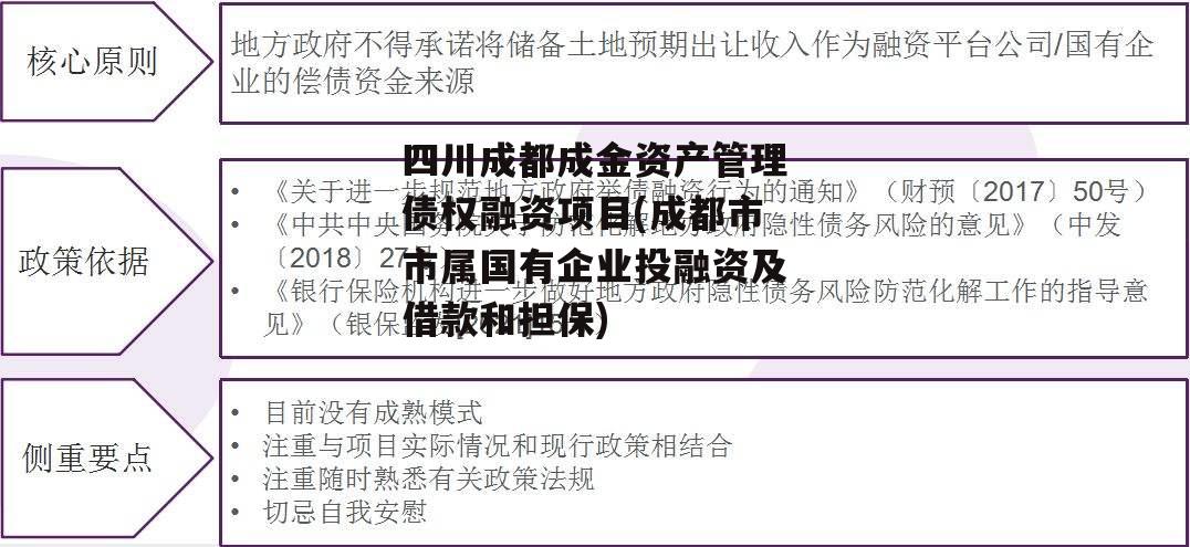 四川成都成金资产管理债权融资项目(成都市市属国有企业投融资及借款和担保)