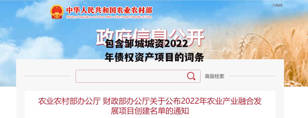 包含邹城城资2022年债权资产项目的词条