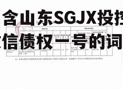 包含山东SGJX投控政信债权一号的词条