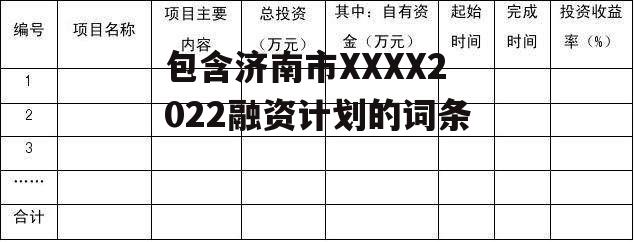 包含济南市XXXX2022融资计划的词条