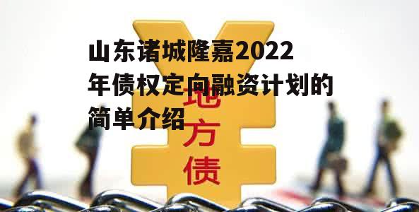 山东诸城隆嘉2022年债权定向融资计划的简单介绍