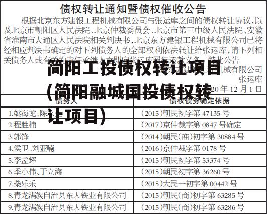 简阳工投债权转让项目(简阳融城国投债权转让项目)