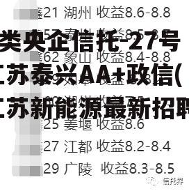 A类央企信托-27号江苏泰兴AA+政信(江苏新能源最新招聘)