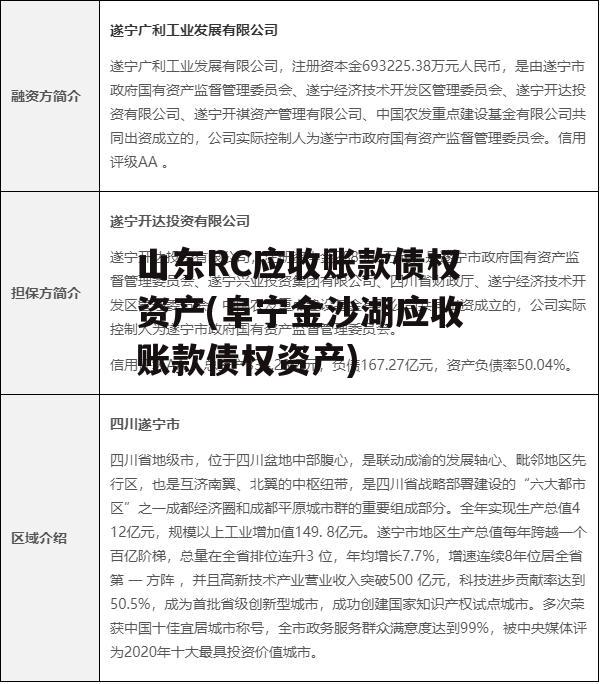 山东RC应收账款债权资产(阜宁金沙湖应收账款债权资产)