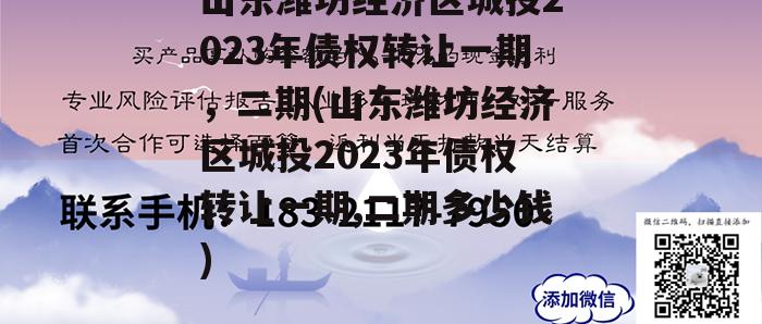 山东潍坊经济区城投2023年债权转让一期，二期(山东潍坊经济区城投2023年债权转让一期,二期多少钱)