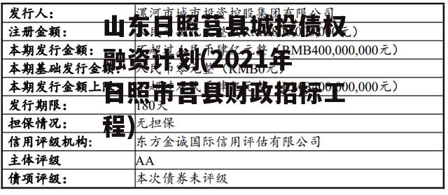 山东日照莒县城投债权融资计划(2021年日照市莒县财政招标工程)