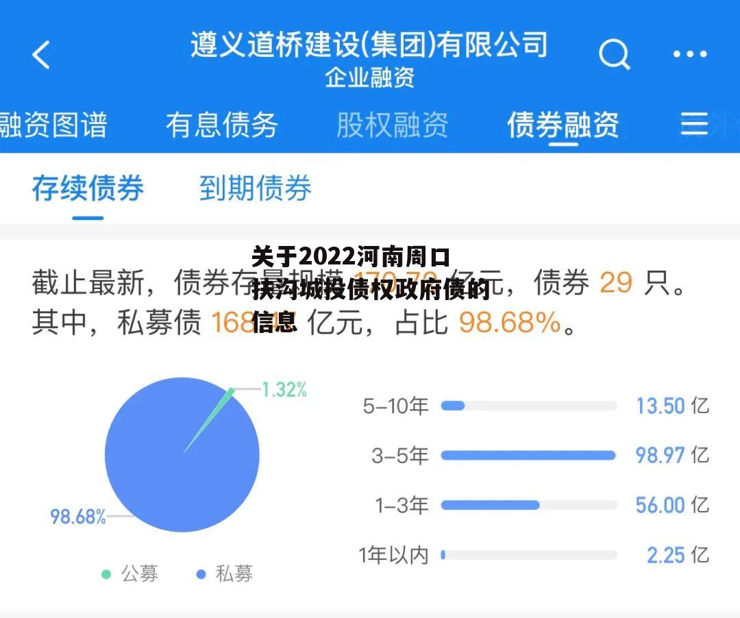 关于2022河南周口扶沟城投债权政府债的信息