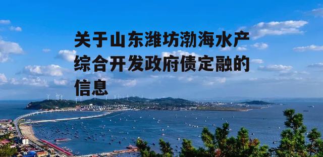 关于山东潍坊渤海水产综合开发政府债定融的信息