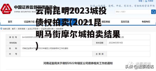 云南昆明2023城投债权拍卖(2021昆明马街摩尔城拍卖结果)