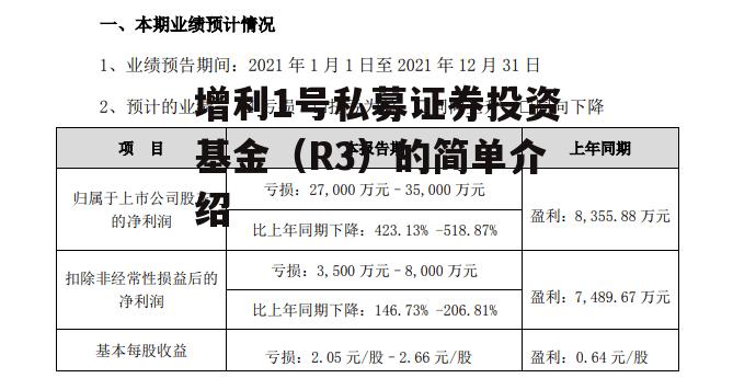 增利1号私募证券投资基金（R3）的简单介绍