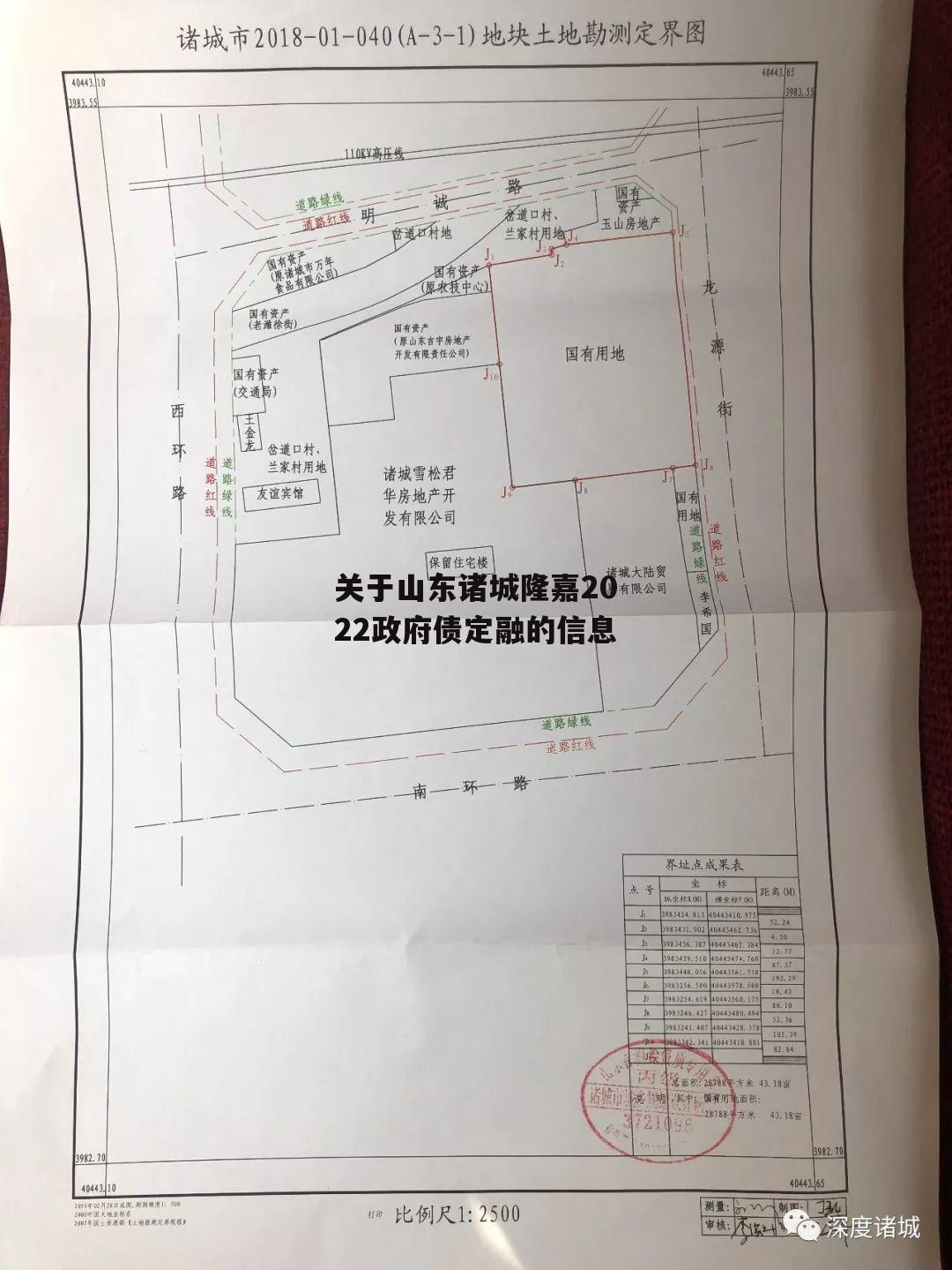 关于山东诸城隆嘉2022政府债定融的信息