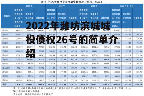 2022年潍坊滨城城投债权26号的简单介绍