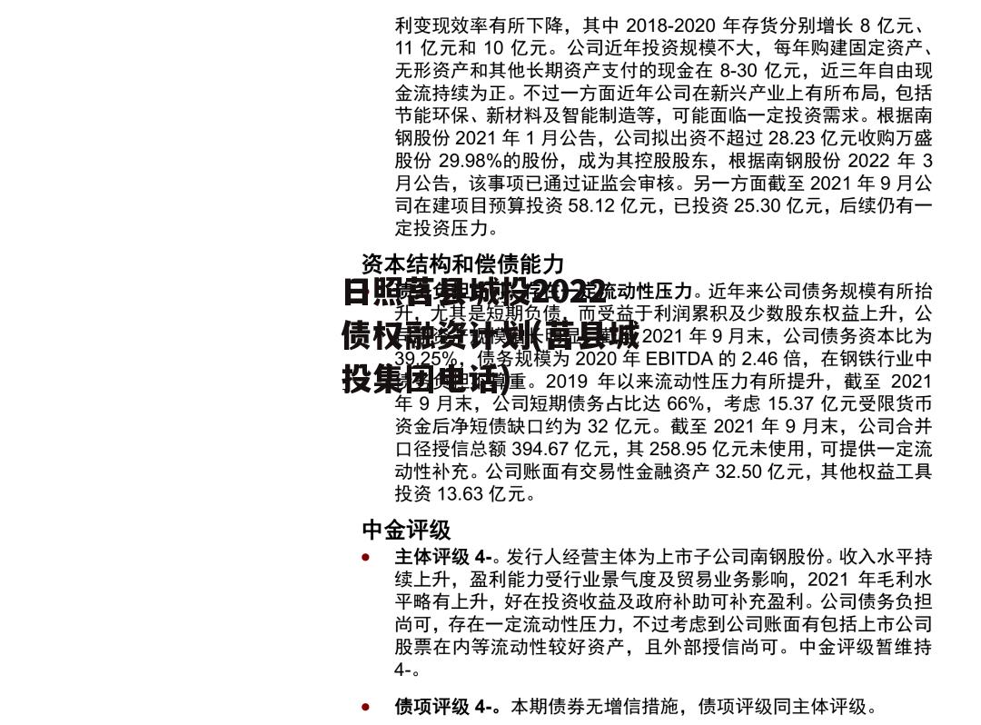 日照莒县城投2022债权融资计划(莒县城投集团电话)