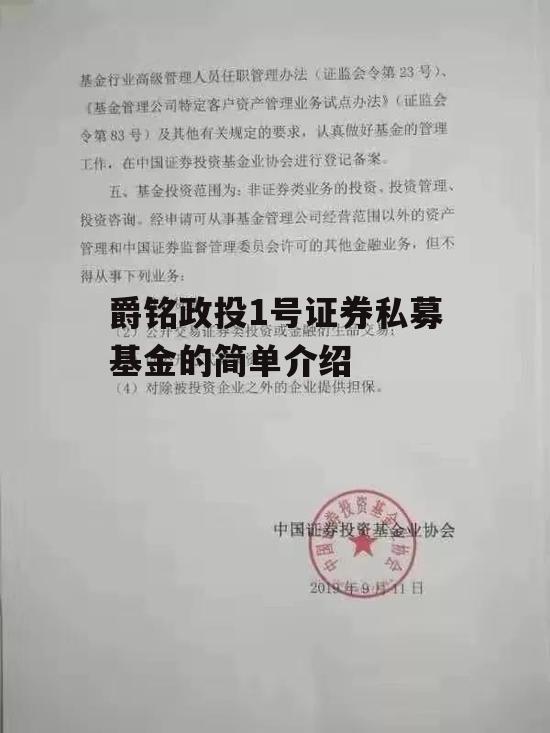 爵铭政投1号证券私募基金的简单介绍